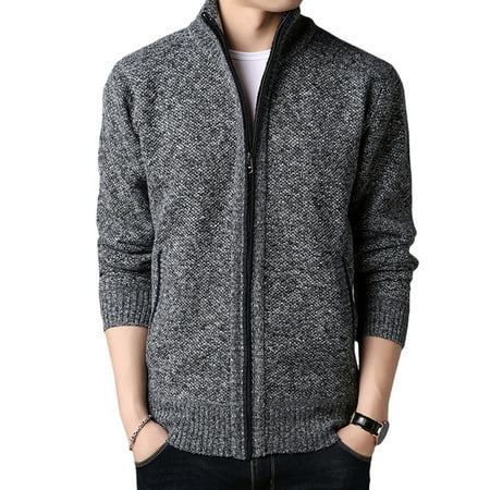 Men's Winter Warm Knitted Cardigan Jacket Casual Loose Sweater Zip Up ...