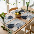 thumbnail image 5 of Navy Blue Fall Placemats Set of 6, Thanksgiving Harvest Botanical Pumpkin Vintage Washable Wipeable Table Mats for Dining Tables, Indoor Outdoor Kitchen Place Mats for Holiday Party Table Decor, 5 of 9