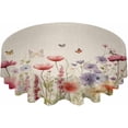 thumbnail image 2 of Vintage Spring Floral Round Tablecloth 60 Inch - Summer Botanical Waterproof Fabric Table Cloth Protector, Farmhouse Tablecloths Washable Table Cover for Kitchen Banquet Coffee Table Party, 2 of 6