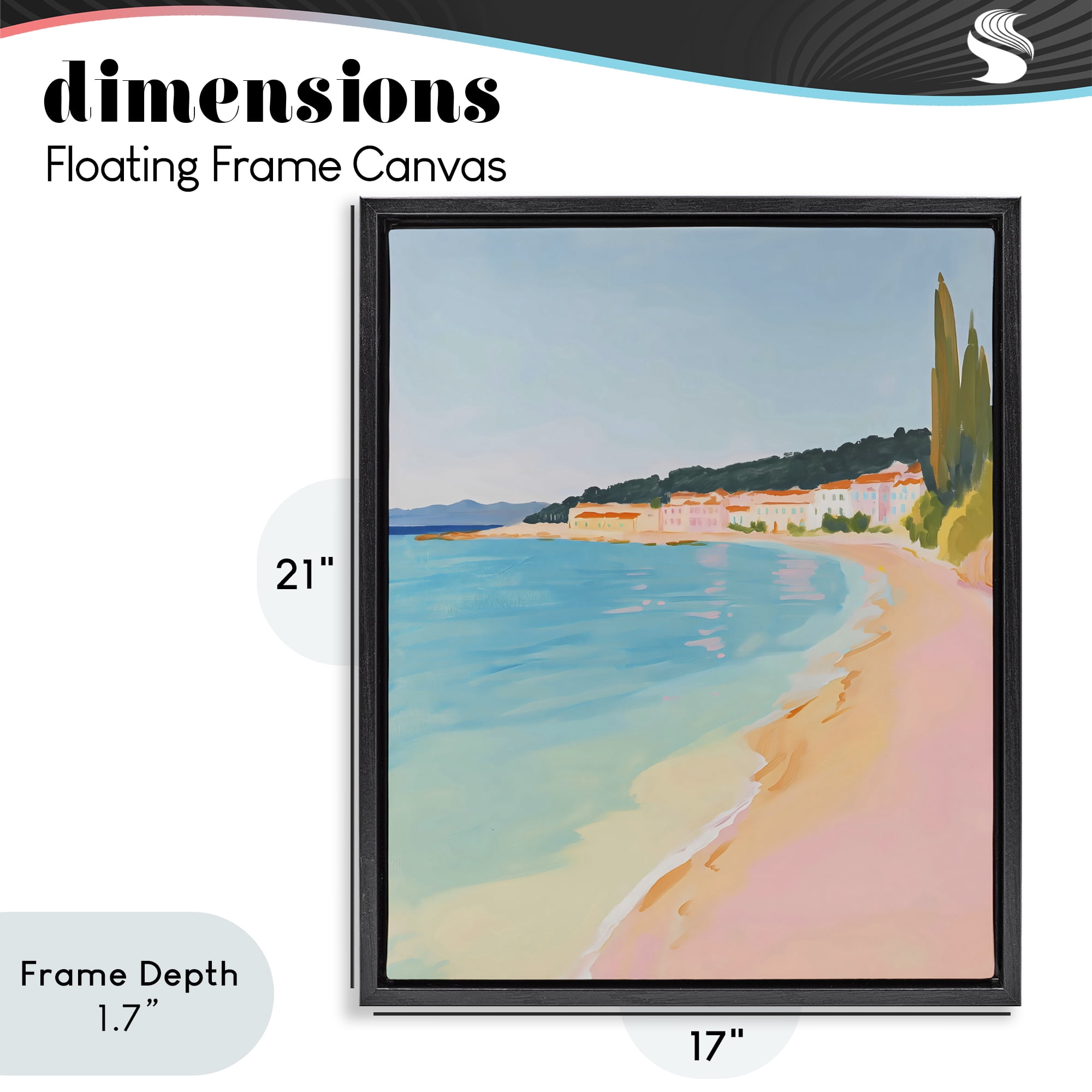 Stupell Industries Abstract Village By The Sea Black Framed Floater Canvas Wall Art, design by The Prints Vibe