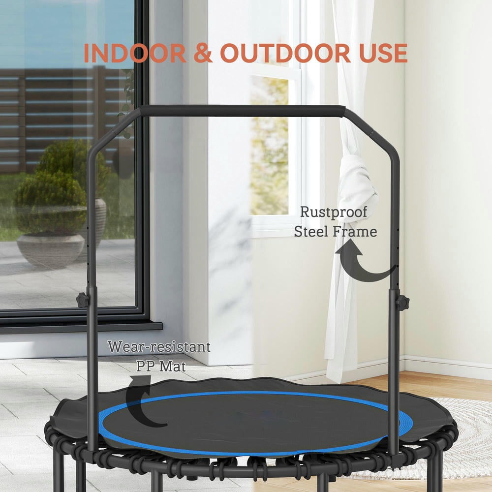 GVN 48" Trampoline with Adjustable Handle Bar, Outdoor Trampoline for Adults, Indoor, Outdoor, Blue