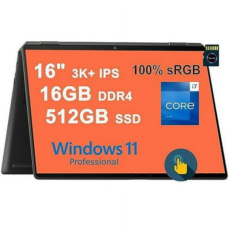 HP Spectre X360 16 2-in-1 Laptop | 16" 3K+ IPS Multi-Touch 100% sRGB 400nit | 13th Gen Intel 14-Core i7-13700H | 16GB DDR4 512GB SSD | Backlit Fingerprint Thunderbolt Win11Pro Black +32GB MicroSD Card