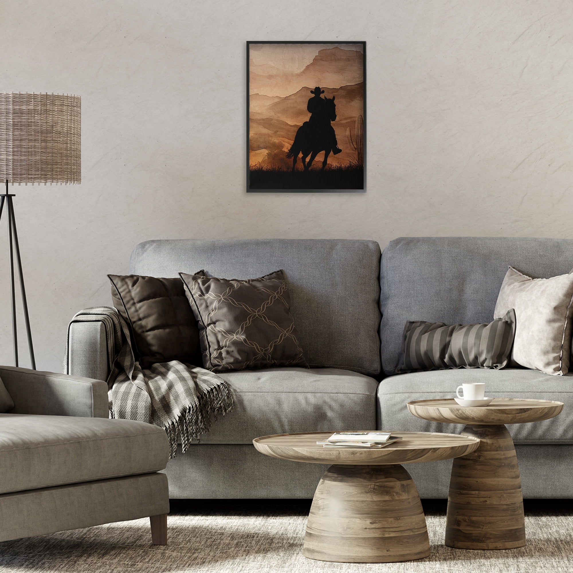 Stupell Industries Cowboy's Sunset Ride Black Framed Giclee Art, design by Kim Allen