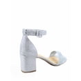 thumbnail image 2 of Cake-S Women's Fashion Open Toe Ankle Strap Buckle Low Chunky Heels Dress Sandals Shoes ( Silver, 9 ), 2 of 2