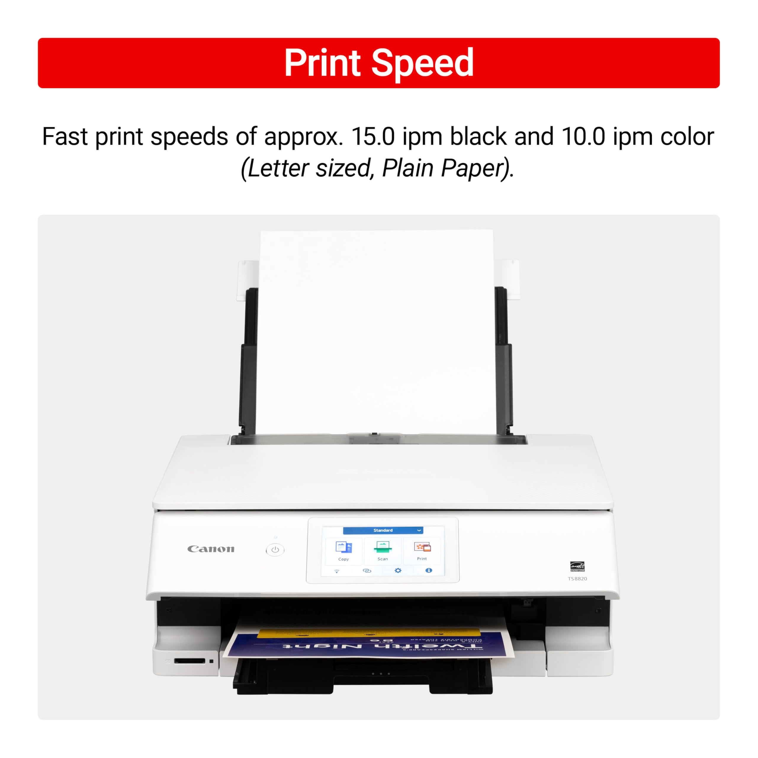 Canon PIXMA TS8820 Wireless Printer, Best for Home Photo Printing, Copy and Scan, White(Sold without manufacturer warranty)
