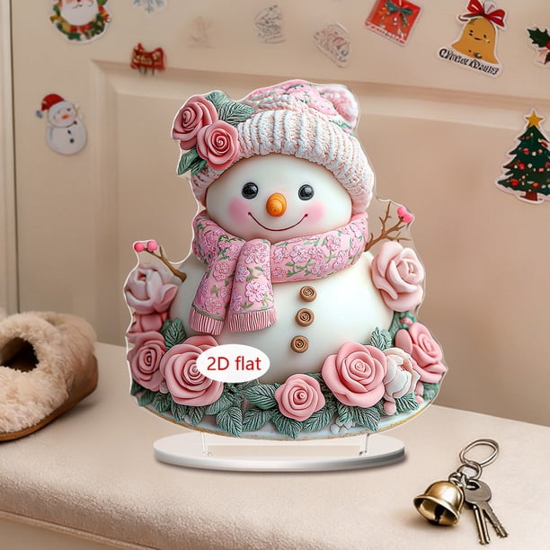 Herunwer Acrylic Decorative Sign Christmas 2D Flat Print Acrylic Decorative Desktop Decoration for Home Office Garden