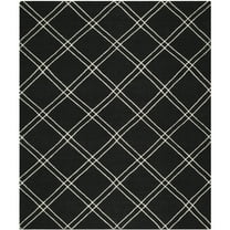 SAFAVIEH Dhurrie Skyler Geometric Diamonds Wool Area Rug, Black/Ivory, 5' x 8'