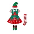 thumbnail image 7 of CUZIBR Kids Christmas Elf Costume Girl 4 PC Outfits Dresses And Socks Hat Shoes Set Long Sleeve Crew Neck Soft Photo Shoot Wear,Green,7-8 Years, 7 of 7