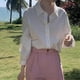 thumbnail image 3 of Camisa rosa estilo coreano Rimocy para mujer, blusa holgada de manga larga a la moda 2024, camisas elegantes con cuello vuelto para mujer, blusas de oficina para mujer, 3 of 6