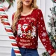 thumbnail image 3 of Suéter de Navidad con copos de nieve para mujer, nuevo suéter de punto con cuello redondo y estampado de Papá Noel en colores llamativos para otoño e invierno, 3 of 4