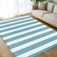 thumbnail image 4 of Aqua Striped 5x8 Area Rugs, Farmhouse Modern Turquoise Stripes Non-Skid Rubber Backing Large Rectangle Rugs - Living Room Bedroom Home Office, Indoor Floor Mat Carpets Washable Rug, 4 of 9