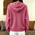 thumbnail image 4 of Sewkxo Womens Hooded Sweater Fashion Button Long Sleeve Wool Soft Pullover Knitted Top,Pink 2XL, 4 of 5