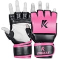 thumbnail image 2 of Kruzak MMA Gloves, Men and Women’s Half-Finger Boxing Mitts, Hand Wraps with Open Palms for Grappling, Kickboxing, Sanda, Sparring, Muay Thai (S/M, PINK), 2 of 5