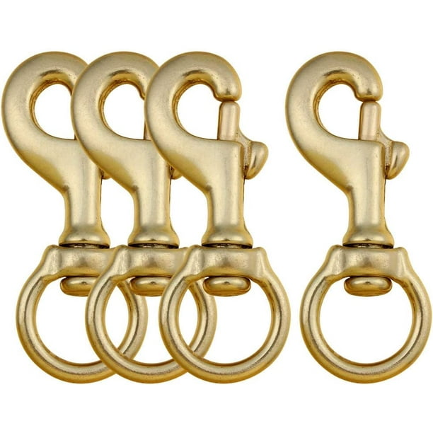 AOWESM 3-1/4 Inch Solid Brass Swivel Bolt Snap Hooks 7/8 Inch Swivel Eye  Single Ended Scuba Diving Clips Keychain 