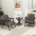 thumbnail image 2 of Gymax Set of 2 Accent Chair Leathaire Leisure Armchair w/ Rubber Wood Frame Light Gray, 2 of 8