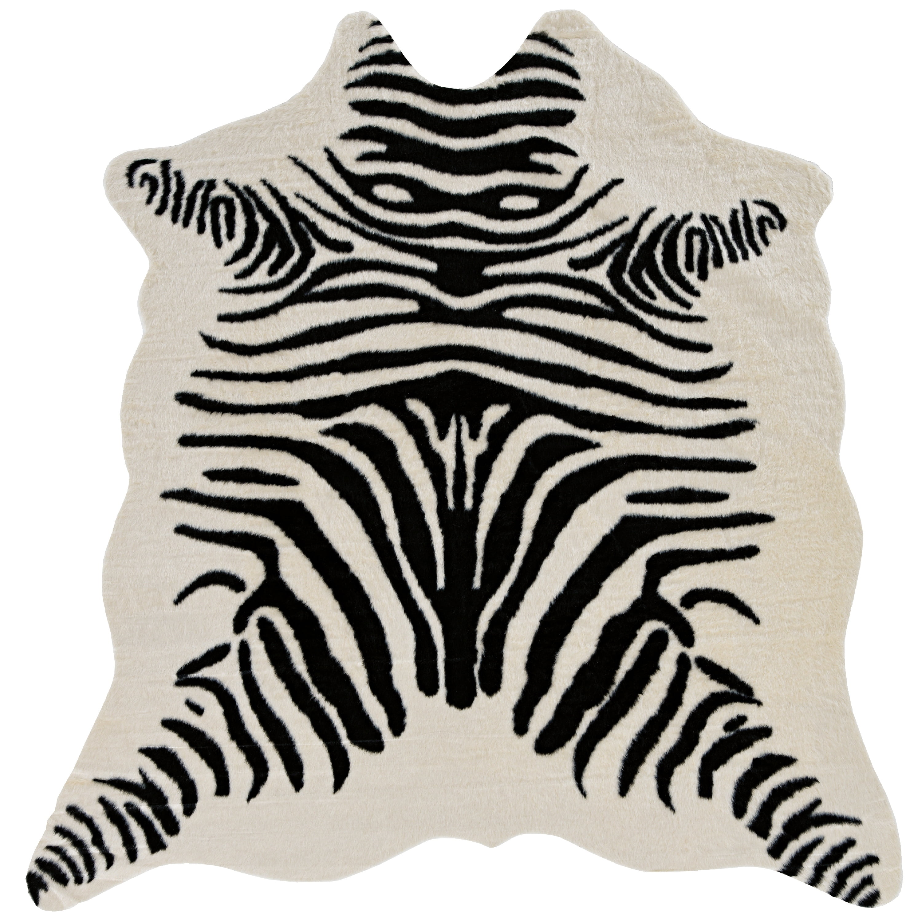 Zebra Cowhide Rug Size 7' X 6.5' Black Striped Zebra Print Cowhide Rug O-059 