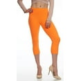 thumbnail image 3 of LMB Capri Leggings for Women Buttery Soft Polyester Fabric, Neon Orange, XL - 3XL, 3 of 6
