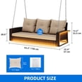 thumbnail image 3 of Dextrus 3-Seat Outdoor Wicker Porch Swing with LED Lights & Brown Cushions, Patio Hanging Chair, 3 of 10