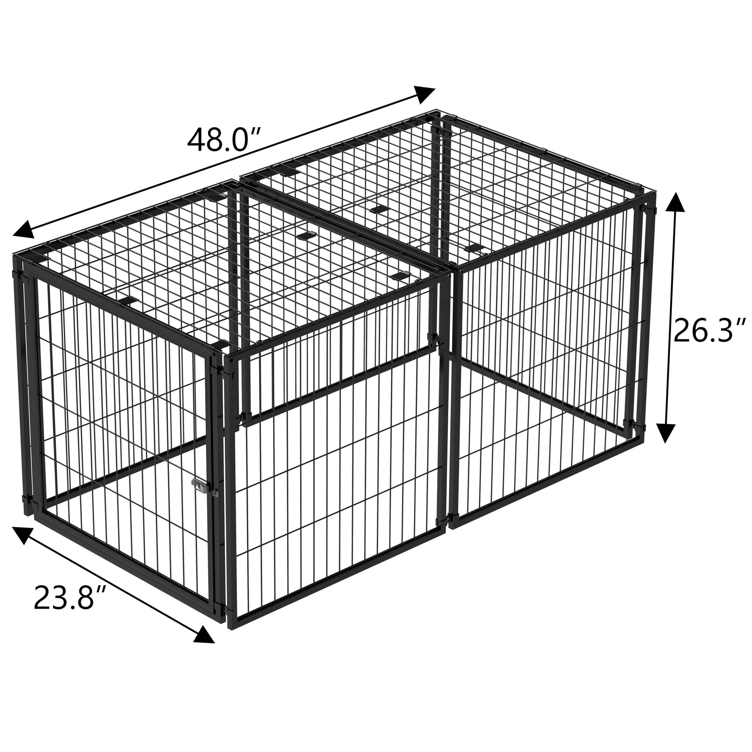 QNACPY Heavy-Duty Steel Dog Crate Furniture, 48" Metal Kennel Indoor,Extra Large Dogs Cage for Small/Medium/Large Dogs,End Table TV Stand,Black