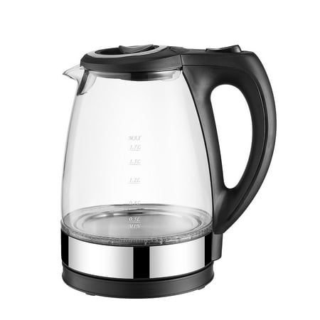 

Yrtoes Water Pitcher with Lid Glass Pitcher with Lid and Spout Portable Electric Glass Kettle 1.7L with Blue LED Light and Stainless Steel Base