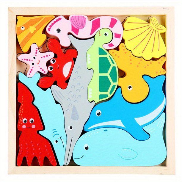 Children's Educational Toys, Wooden Three-dimensional Puzzle, Creative Theme, Early Education Building Block Toys For Boys And Girls
