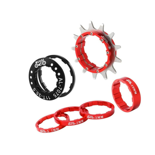 Bike 13T Single Speed Flywheel Bike Sprocket Freewheels End Aluminum Alloy Conversion Kit red