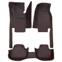 Tuqiang Floor Mats Carpet VW VolksWagen Jetta 2011–2018 A6 Full Vehicle Interior Set Including Matching Leather Floor Mats Throughout Black and Red