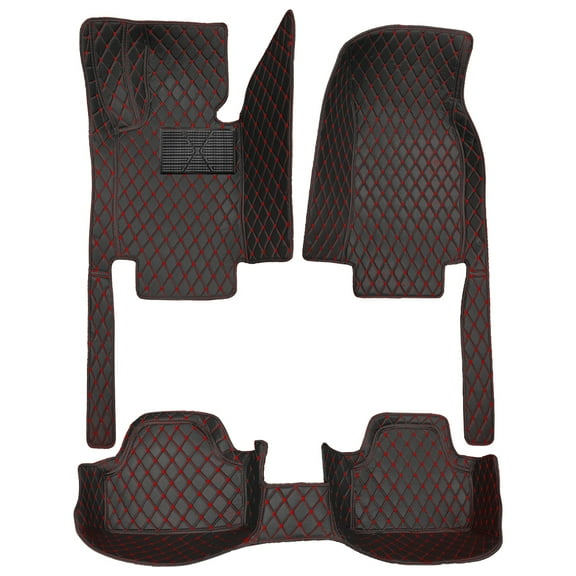 Tuqiang Floor Mats Carpet VW VolksWagen Jetta 2011–2018 A6 Full Vehicle Interior Set Including Matching Leather Floor Mats Throughout Black and Red