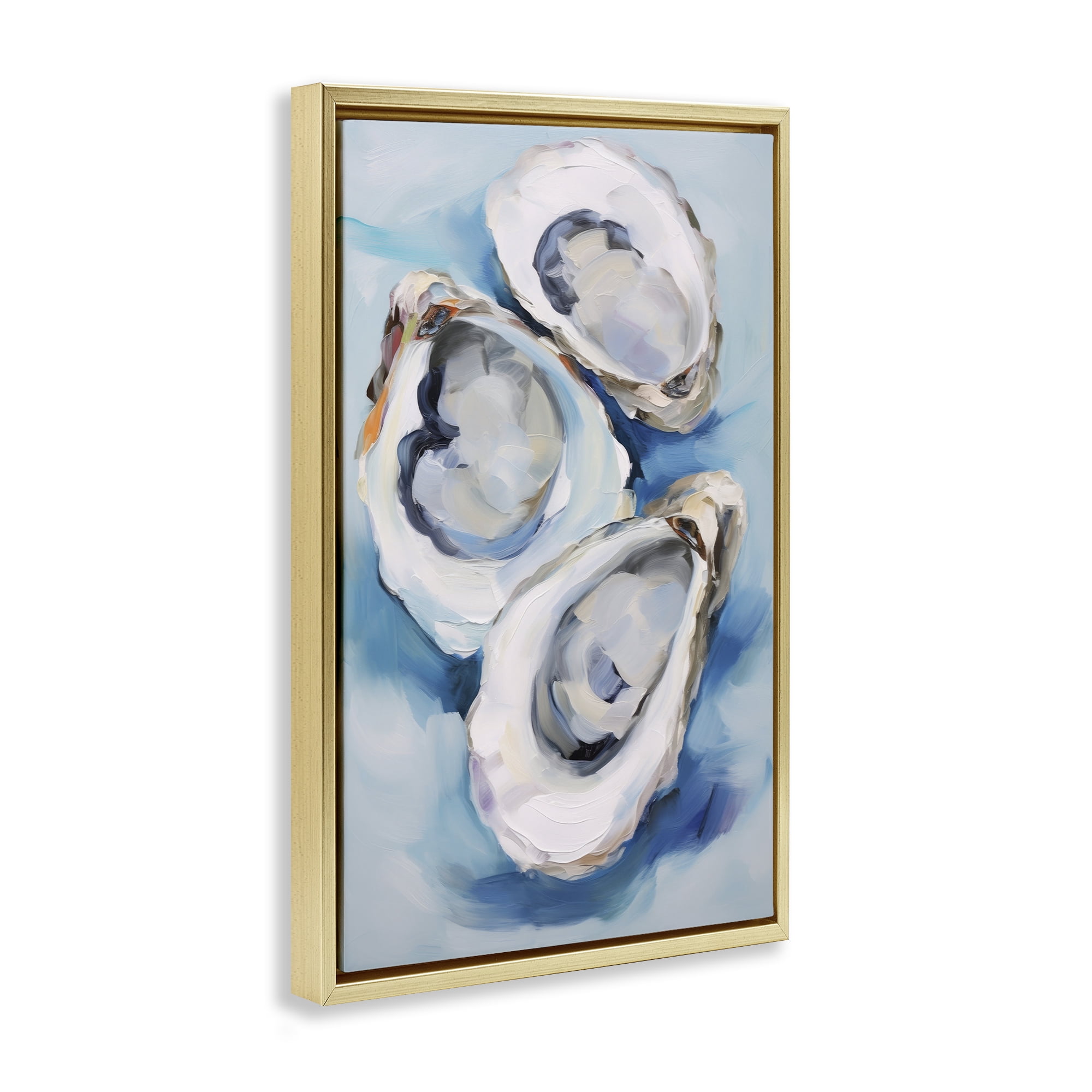 Stupell Industries Oyster Shell Trio Animals & Insects Painting Gold Floater Framed Canvas Art Print Wall Art, 17 x 25
