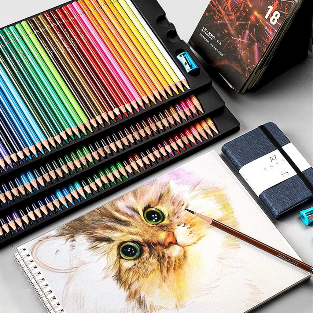 48/72/120/150/200 Colors Oily Colored Pencils Lead Paint Brush Pencil Kit for Adult Coloring Books Doodling Sketching
