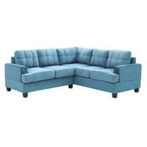 Passion Furniture Sandridge 80 in. W 2-piece Microfiber L Shape Sectional Sofa in Aqua