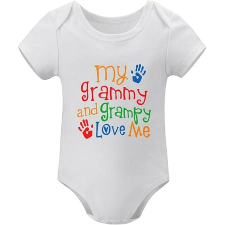 

My Grammy And Grampy Love Me Baby Going Home Outfit Girl Newborn Short Sleeve Take Home Baby Girl Outfit White New