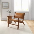 thumbnail image 2 of Kruger Mid-Century Modern Tight Back Genuine Leather Lounge Chair in Tan, 2 of 6