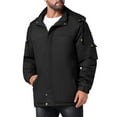 thumbnail image 4 of INSPIRE CHIC Chaqueta de trabajo con capucha forrada de felpa gruesa para hombre, abrigo de invierno negro, 4 of 6