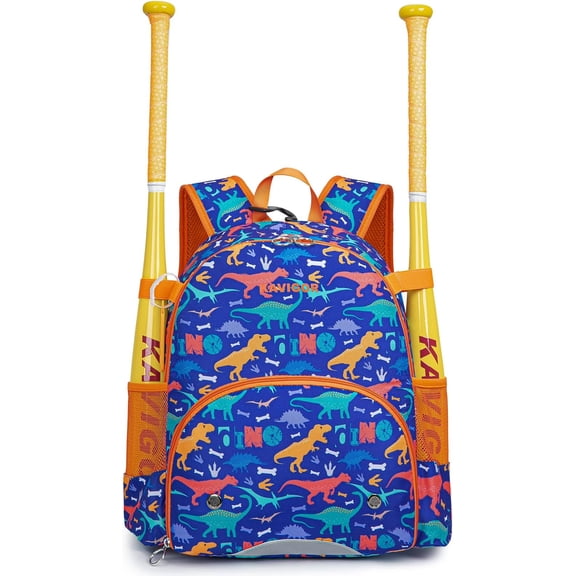 Youth Tball Baseball Backpack, Lightweight Softball Bag with Shoes Compartment & Name Tag, Reinforced Zippers & Seams