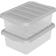 thumbnail image 1 of Paquete de 2 contenedores de plástico con tapas, caja de almacenamiento de cierre transparente, contenedores apilables para organización, 1 of 4
