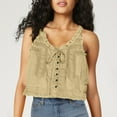 thumbnail image 3 of Mittory Women Lace Trim Vest Tank Tops Semi Sheer Tie Button Front Crop Going Out Tops Cute Summer Cami Shirt, 3 of 5