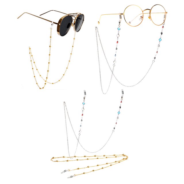 2 Piezas Mujeres Hombres Gafas Gafas de terre Cadena Cuerda Gafas Correa Cuello Cordón Retenedor Yinane Cordón de gafas de metal