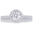 thumbnail image 4 of 1 1/10 Carat Round Shape IGI Certified Lab Grown Diamond Halo Bridal Set Engagement Ring For Women In 10K Solid White Gold Jewelry (1.10 Cttw)- 9, 4 of 8