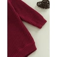 thumbnail image 7 of Canrulo Newborn Infant Baby Girl Boy Sweater Knit Oversized Pullover Sweatshirt Romper Warm Fall Winter Clothes Red 12-24 Months, 7 of 7