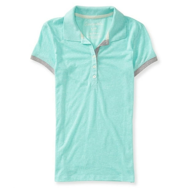 Polo Aeropostale jaspeado para mujer azul extra pequeño