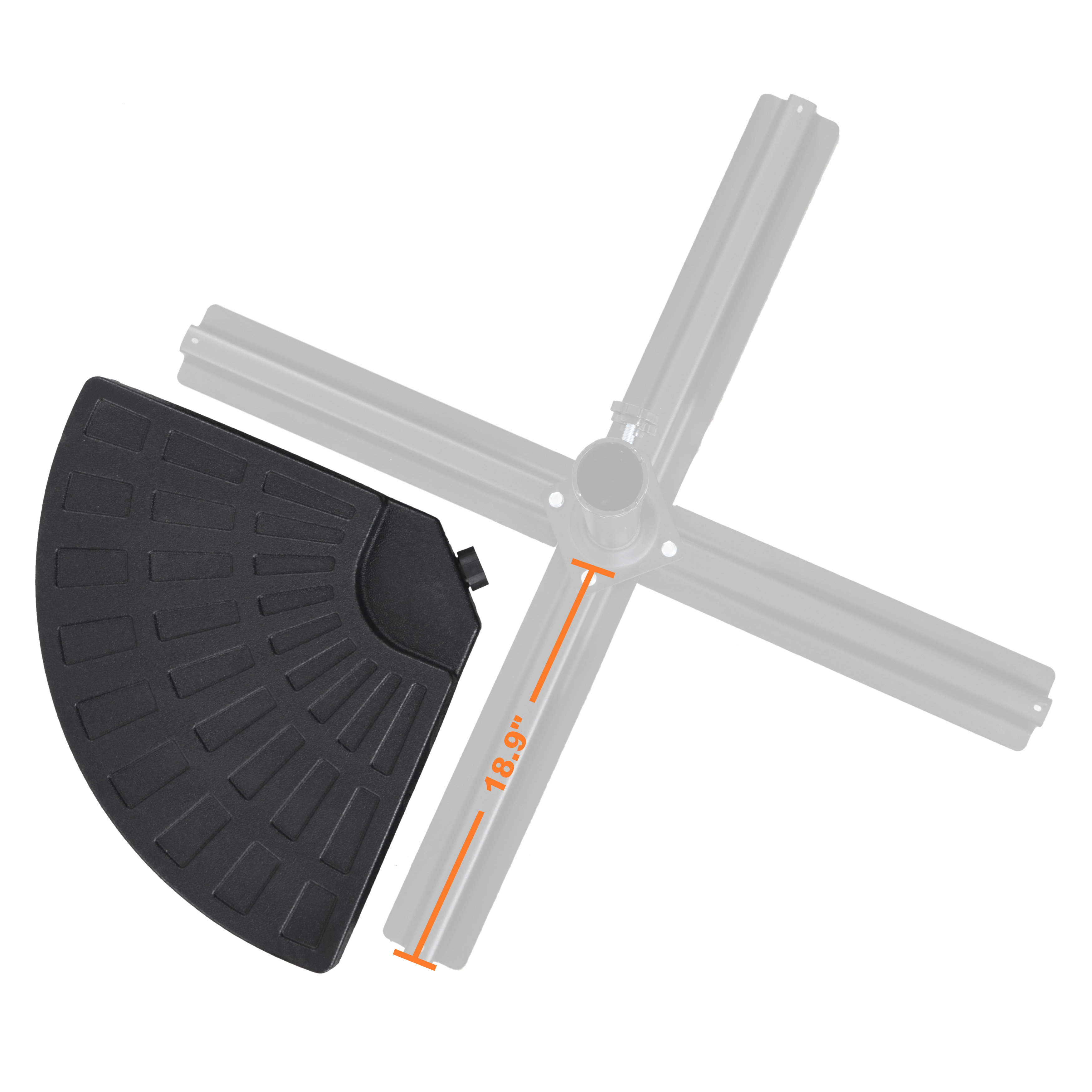 Nuu Garden Outdoor 4-Piece 52L Fan-shaped Patio Umbrella Base, Easy Fill Spouts for Water or Sand, Build-in Handle, HDPE Plastic, for Cantilever or Patio Umbrella, Garden, Backyard, Poolside, Black