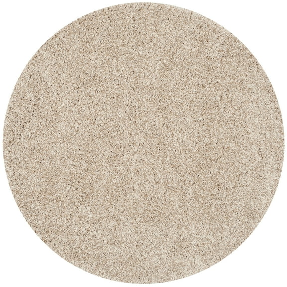 SAFAVIEH California Plush Solid Shag Area Rug, Beige, 5'3" x 5'3" Round