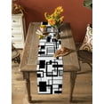 thumbnail image 5 of Table Runner Dresser Scarves 70 Inch Long, Minimalist Square Stripe Linen Dining Table Runners Black Grey Rectangle on White Tabletop Scarf for Wedding Holiday Party Kitchen, 5 of 7