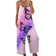 thumbnail image 2 of Women Print Jumpsuit Pajamas Casual Sling Wide Leg Long Pants, 2 of 6