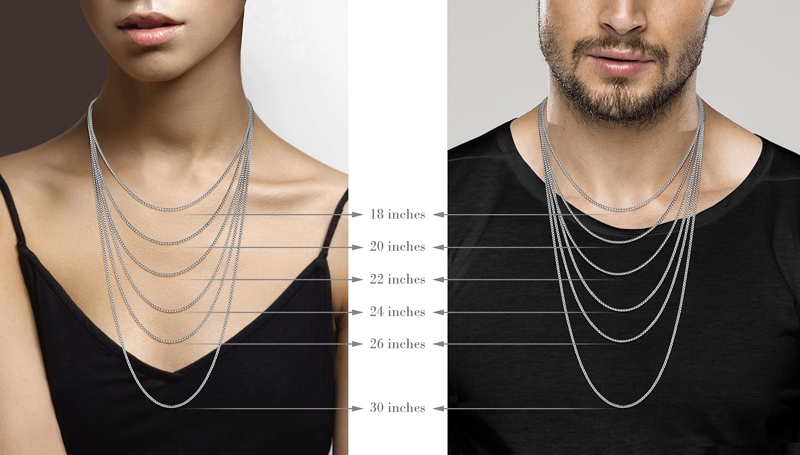 Miabella Italian 925 Sterling Silver Solid 2mm Round Box Chain Necklace for Women Men, Made in Italy (rhodium-plated-silver, Length 26 Inches)