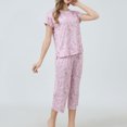 thumbnail image 5 of Wancir Women's Sleepwear Capri Pajama Sets Short Sleeve Two-Piece Pjs V Neck Tops & Capri Pants S-2XL, 5 of 8