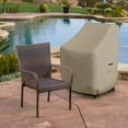 thumbnail image 6 of Stackable Chair Cover 12 Oz Waterproof - 100% Weather Resistant PVC Coated Patio Furniture Cover with Air Pockets & Drawstring for Snug Fit (28W x 30D x 49H x 15 FH, Beige), 6 of 6