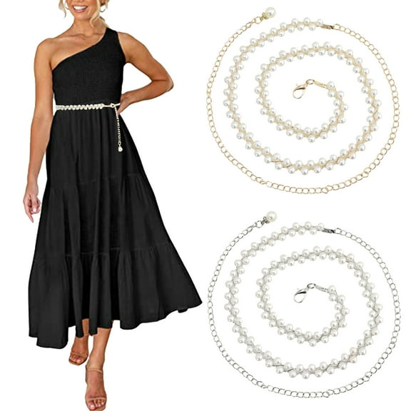 Women's Adjustable Pearl Waist Chain Decorative Dress Thin Sweet Belt