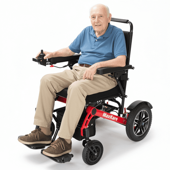 MaxKare Electric Wheelchair for Adults & Seniors, Long Travel Range with 13AH Lithium Batteries, Folding Compact All-Terrain Power Chair with Heavy Duty